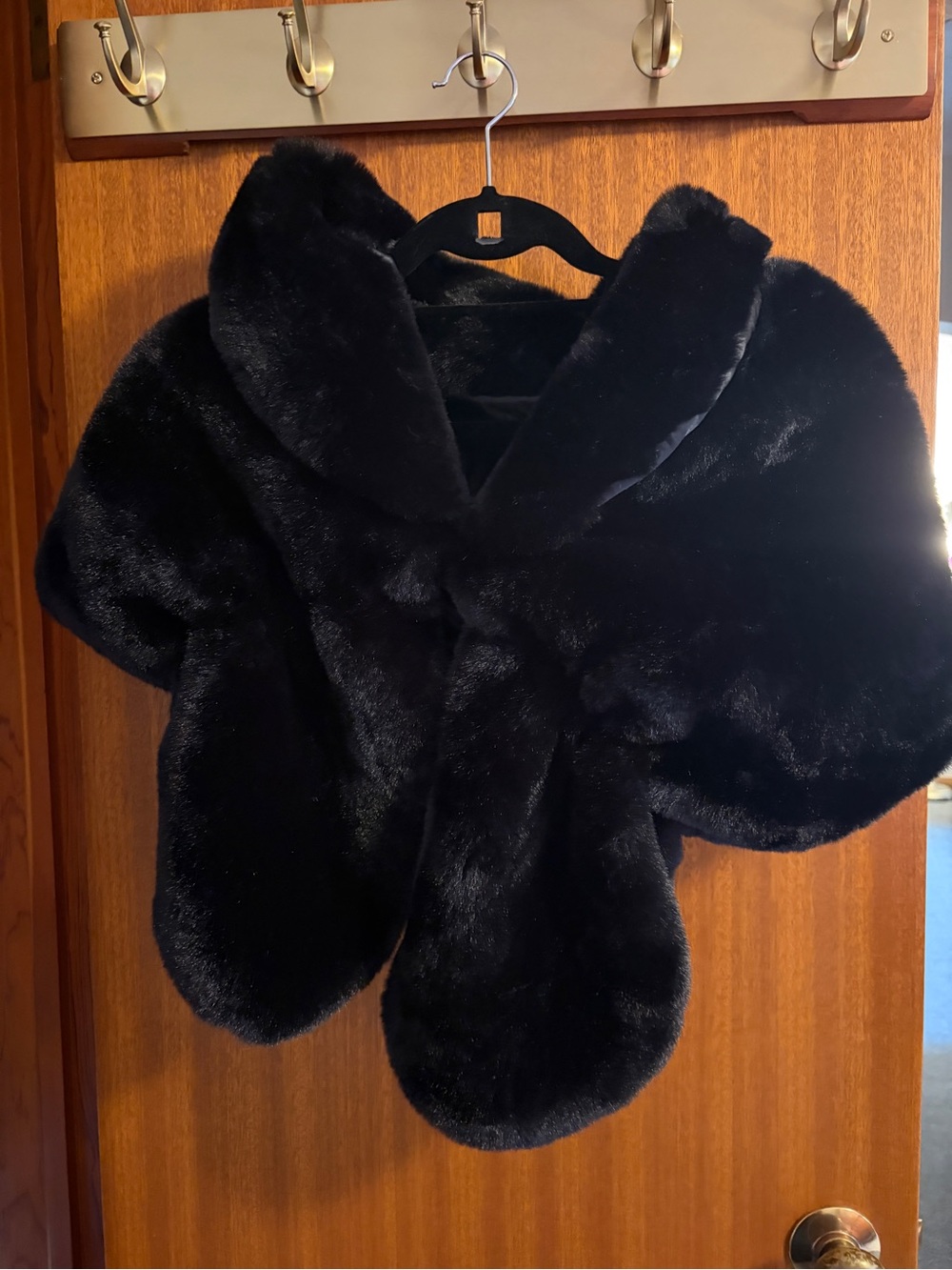 Black Faux Fur Shawl Wrap - Elegant Women's Outerwear